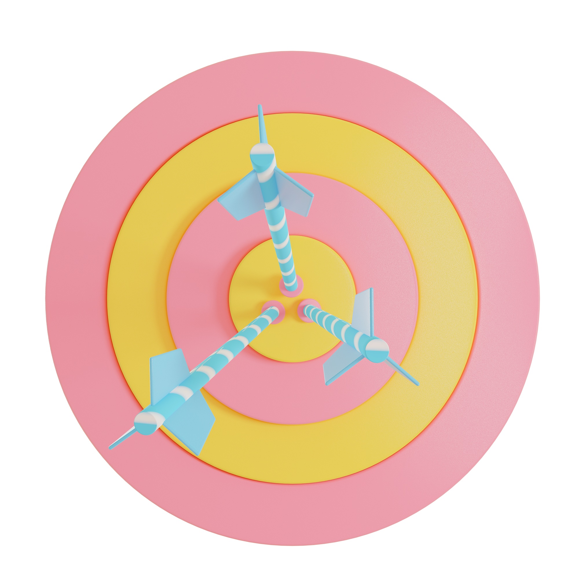 Arrow hit the center of target. Business target achievement concept.3d render